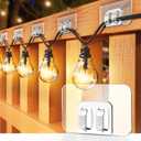 Hooks for Outdoor String Lights - 100 Pack with Adhesive Strips - No Damage, No Tools, No Holes, Waterproof and UV-Resistant, Perfect for Christmas and Patio Decor
