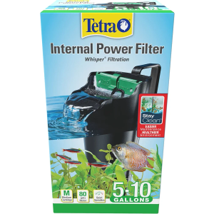 Tetra Whisper Internal Power Filter 5 To 10 Gallons, For aquariums, In-Tank Filtration With Air Pump, Black