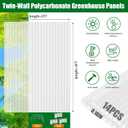Polycarbonate Greenhouse Panels 14 Pack 4'x 2'x0.16 Twin-Wall UV-Protected All Weather Plastic Roof Panel Clear Replacement Sheets for Garden Fences, Furniture DIY,Outdoor Roofing