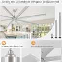 ZMISHIBO 108 Inch Large Ceiling Fans with Remote, High Volume(HVLS) Industrial Ceiling Fan with Reversible DC Motor, 8 Blades, 3 Downrods, Commercial Outdoor Ceiling Fans for Porch/Garage/Shop,Nickel