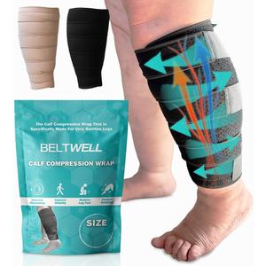 Beltwell Adjustable Lymphedema Calf Compression Wrap for Swelling, Edema, Lipedema, Circulation, Heaviness, Pain - Easy to put on (XXL - SHORT, Black) Beltwell Adjustable Lymphedema Calf Compression Wrap for Swelling, Edema, Lipedema, Circulation, Heaviness, Pain - Easy to put on (XXL - SHORT, Black)