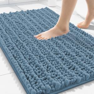Smiry Bathroom Rugs Mat 30x20, Extra Soft Absorbent Chenille Bath Rugs, Non Slip Rubber Backing Machine Washable Quick Dry Bath Mats for Bathroom Floor, Tub, Shower, Home Accessories, Grayish Blue