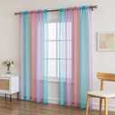 indistar Rainbow Sheer Curtain Panels, Light-Filtering Decorative Curtains, Suitable for Bedroom, Living Room, Kids' Room, Romantic Dreamy Sheer Curtains for Home Dcor (52W x 63L