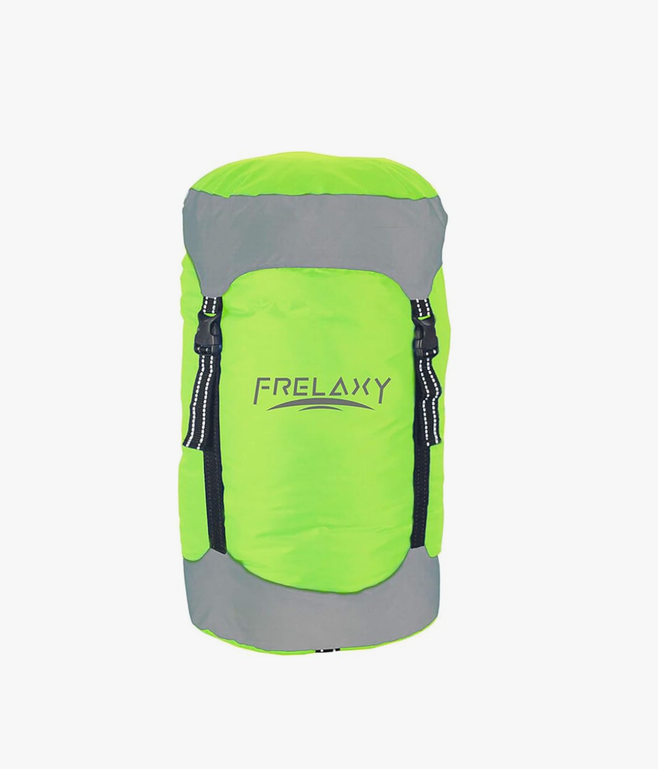 Frelaxy Compression Sack, 40% More Storage! 11L/18L/30L/45L/52L Compression Stuff Sack, Water-Resistant & Ultralight Sleeping Bag Stuff Sack - Space Saving Gear for Camping, Hiking (Neon Green, M)