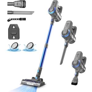 DEVOAC N300 Cordless Vacuum Cleaner, 6 in 1 Lightweight Stick Vacuum, 2200mAh Battery Up to 40mins Runtime, Powerful Handheld Vacuum for Hard Floor Rug Pet Hair Home Dorm (Blue)