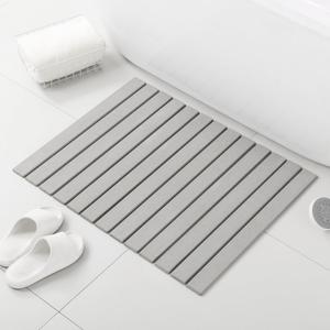 KEYCHAD Large Stone Bath Mat, 31"x 23.5" Non-Slip Diatomaceous Earth Bath Mat, Ultra-Absorbent Quick-Drying Stone Drying Mat for Kitchen Bathroom Pet Bowl, Rollable & Foldable Stone Bath Mat, Gray XL