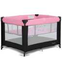 Dream On Me Zazzy Portable Playard with Bassinet - 360 Mesh Visibility, Quick Folding Travel Friendly Design, Carry Bag and Foldable Mattress Pad Included, Compact and Lightweight - Pink