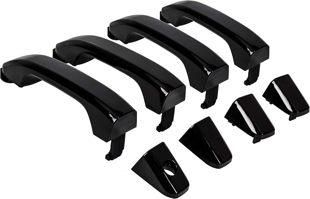 ECOTRIC 4Pcs Exterior Door Handles Replacement Compatible with 2014-2019 Chevy Silverado GMC Sierra Replacement for 22923605 23236150 22929464 22923599 84713668 22929412 Black