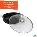 IMUSA 6.9Qt Bistro-Cera Aluminum Speckled Black Ceramic Caldero with Glass Lid, Nonstick Dutch Oven Pot for Rice, Family Meals, and Traditional Cooking, Black