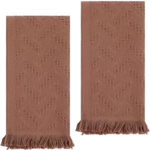 2 Pcs Hand Towels Bathroom, 3013 Inch Boho Decorative Hand Towels Turkish Soft Face Towel for Boho Bathroom Decor Farmhouse Kitchen Hotel Spa Guest(Brown)