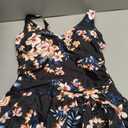 Aidonger One Piece Swim Dress Swimsuits for Women Tummy Control Swimdress Skirt Bathing Suit (Large, Black Floral Print)