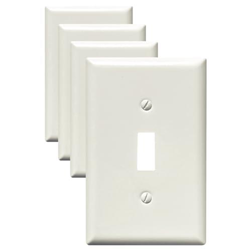 Kisrvopn Metal Electrical Outlet Covers, Light Switch Cover Wall Plates, Mid Size Thicker Switch Plates, Wall Plate of Various Styles for Indoor and Outdoor Light Almond (1 Gang Toggle 4 PK)