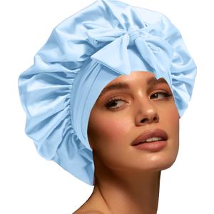 Silk Bonnet for Women, Satin Bonnet for Sleeping, Large Sleep Cap with Elastic Tie Band for Curly Hair