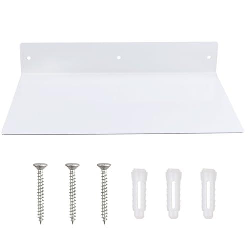 RealPlus Metal Floating Shelf Wall Mounted (12 inch x 8 inch) Heavy Duty Industrial Modern Steel Display Shelves, White (Pack of 1)