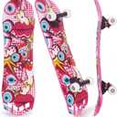 27"x 8" Complete Skateboard for Beginners Youth Teens Kids Boys or Girls with Plastic Deck ABEC 7 Bearings