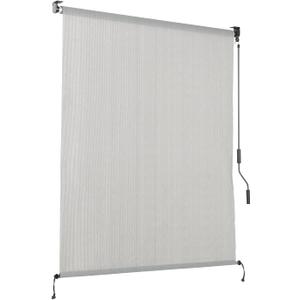 Aoodor Patio Roller Shade 5 x 8 ft HDPE Fabric Outdoor Cordless Roll Up Shade with UV Protection, Roller Blinds for Porch, Gazebo, Pergola, Balcony, Window, Grey