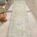 LIVEBOX Washable 2.5x8 Runner Rugs for Entryway Bathroom, Boho Kitchen Floor Mats Long Rug Runners for Hallways Non Slip, Farmhouse Low-Pile Carpet Runners for Laundry Room, Tan