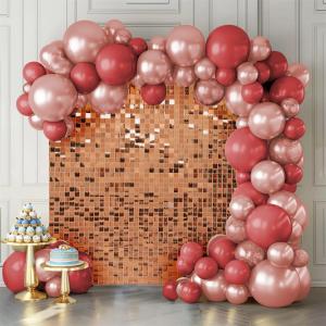 Shimmer Wall Backdrop Rose Gold Wall Panels 24Pcs Square Sequin Shimmer Wall Backdrop Decoration for Birthday Party,Wedding, Anniversary