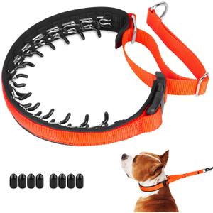 Mayerzon Martingale No Pull Collar for Medium Large Dogs, Patented Anti Pull Dog Collar with Buckle for Walking Training, with Neoprene Padding and Reflective Stitching, Adjustable(Sunset Orange, M) (Medium,2.5mm,14.5"-18.5"Neck)