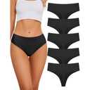 voenxe Seamless Thongs for Women No Show Thong Underwear Women 5-10 Pack (5 pack black, Small)
