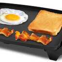 Elite Gourmet EGR-2722B Electric 10.5" x 8.5" Griddle, Cool-touch Handles Non-Stick Surface, Removable/Adjustable Thermostat, Skid Free-Rubber Feet, Black