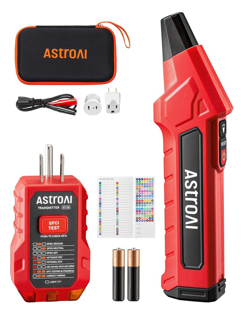 AstroAI Circuit Breaker Finder with GFCI Outlet Tester, Electrical Tester Tool for Home/Workshop Circuit Tracing, Quickly Locates Breakers with Indicators