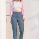 Bamans Dress Pants for Women High Waisted Skinny Leg Pants Work Business Trousers Formal Office Tummy Control Slacks (Gray, M)