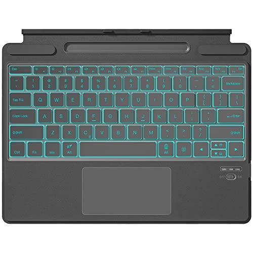 Qulose Surface Pro 9 Keyboard, Backlight Detachable Bluetooth Keyboard for 13 inch Surface Pro 8/X, with Trackpad/Pen Holder - Grey