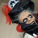 Haunted Hill Farm Pop-Up Two-Headed Clown Halloween Animatronic with Light-Up Eyes for Scary Indoor or Covered Outdoor Halloween Decorations, Battery Operated Halloween Props for Home or Haunted House