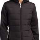 Cutter & Buck Ladies Evoke Hybrid Eco Softshell Recycled Full Zip Womens Hooded Jacket (Black, XL)