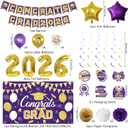Vlipoeasn Purple 2026 Graduation Party Decorations Set, 2026 College/High School Graduation Decorations Party Supplies, Purple and Gold Class of 2026 Congrats Grad Backdrop Banner