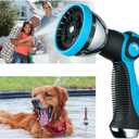 Garden Hose Nozzle Spray Nozzle,10 Hose Metal Duty Watering Patterns Thumb Control On Off Valve, High Pressure Nozzle Sprayer for Watering Plants, Car Wash,Cleaning,Showering Pets Blue
