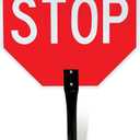 OLANZU Double Sided Handheld Stop Signs 18x 18 - 60 MIL Aluminum Stop Sign with Handle (Metal) - Rust Free, UV Protected - High Intensity Honeycomb Reflective for Traffic Control & Safety, Pack of 1
