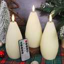 Silverstro Irregular Flameless Candles with Remote Control & Timer Function, Real Wax Flicker Battery Operated Candles for Home Party Wedding Nautical Christmas Ocean Decor - Set of 3(Ivory)