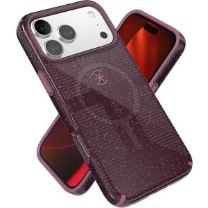 Speck CANDYSHELL Grip +MS Case for iPhone 17 Pro Max - Plumberry Glitter | Slim Protective Grip | Drop Protection | MagSafe Compatible