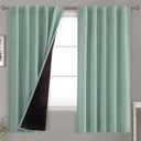 BGment Blackout Curtains with Thermal Insulation Liner Curtains 63 Inches Long, Rod Pocket and Back Tab Double Layer Room Darkening Window Curtain for Bedroom(42 x 63 Inch, 2 Panels, Frosty Green)