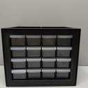 IRIS USA Small Plastic Drawer Organizer, 16-Drawer, Stackable Teacher Toolbox Crayon Small Parts Bead Building Bricks Screw Garage Desk Storage Cabinet, Drink and Water Flavor Packet Organizer, Black