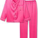 Topgal Satin Pajamas for Girls – Coat Style Unicorn Long Sleeve Silky Button Down PJ Set Size 10
