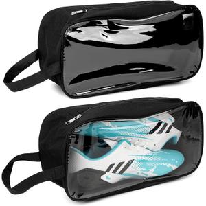 Linkidea 2 Pack Soccer Shoe Carrying Bag, Soccer Cleats Storage Bag, Fit Up to US Men Size 13 Soccer Shoes, Compact Soccer Boots Duffle Bag with Water Resistant Design (Black)