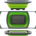 Qimh Colander collapsible, Colander Strainer Over The Sink Vegetable Fruit Strainer Basket (6 Quart) with Extendable Handles, New Kitchen Essentials (Green)