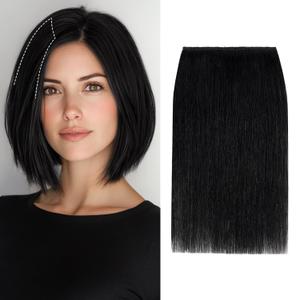 S-noilite Clip in Short Hair Extensions 100% Real Human Hair 1PCS 2 Clips Clip in Hairpieces For Women Add Volume 8g 4Inch-Jet Black