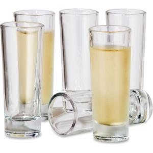 Oggi Tall Shot Glasses w/Heavy Base, Set 6 - Real Glass Shot Glass Set, Cool & Classic Design Ideal Groomsmen Gifts, Shot Glasses, Bachelor Party Favors for Men - 2oz / 59ml (Clear)