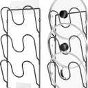 ORDORA 2 Pack Pot Lid Organizer Rack for Cabinet Door, 6-Tier Pot Lid Holders inside Cabinet, No Drilling Adhesive Wall Door Mounted Rustproof Pots and Pans Cover Organizers for Kitchen Storage, Black