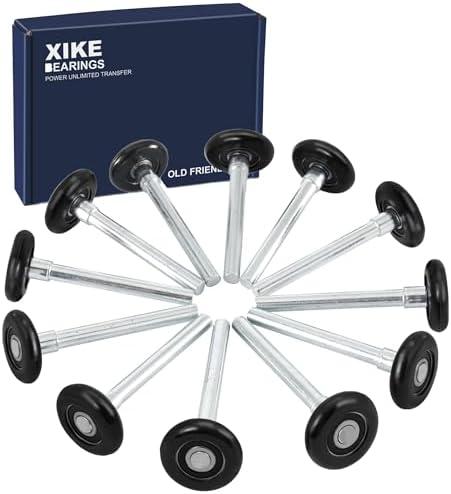 XiKe 9 Pack Black 2" Nylon Garage Door Roller 4" Stem, Quiet/Durable and High Load, Use 6200-2RS Double Seals Precision Bearings.