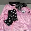 1950s Pink Ladies with black edge Satin Jacket + Disco outfit women + Halloween Cosplay Costume Set for Women Girl (Large)
