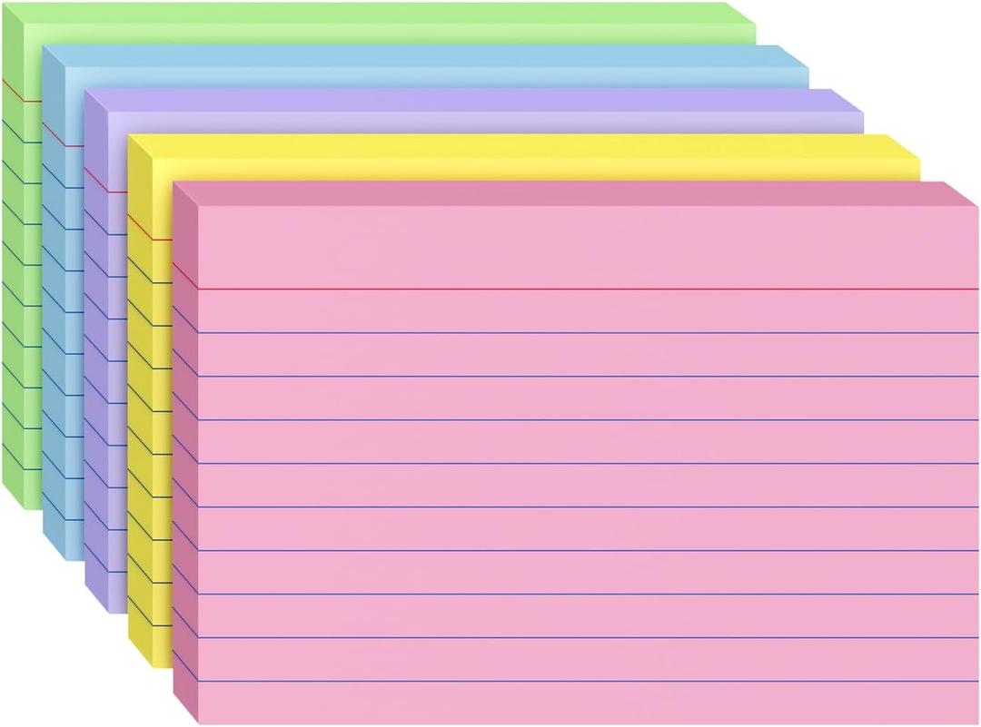 Index Cards 4x6, 200 Sheets, Ruled Color Flash Cards for Effective Studying and Note-Taking, Premium Note Cards, Essential School Supplies for College & Office, Home Organization & Study Supplies