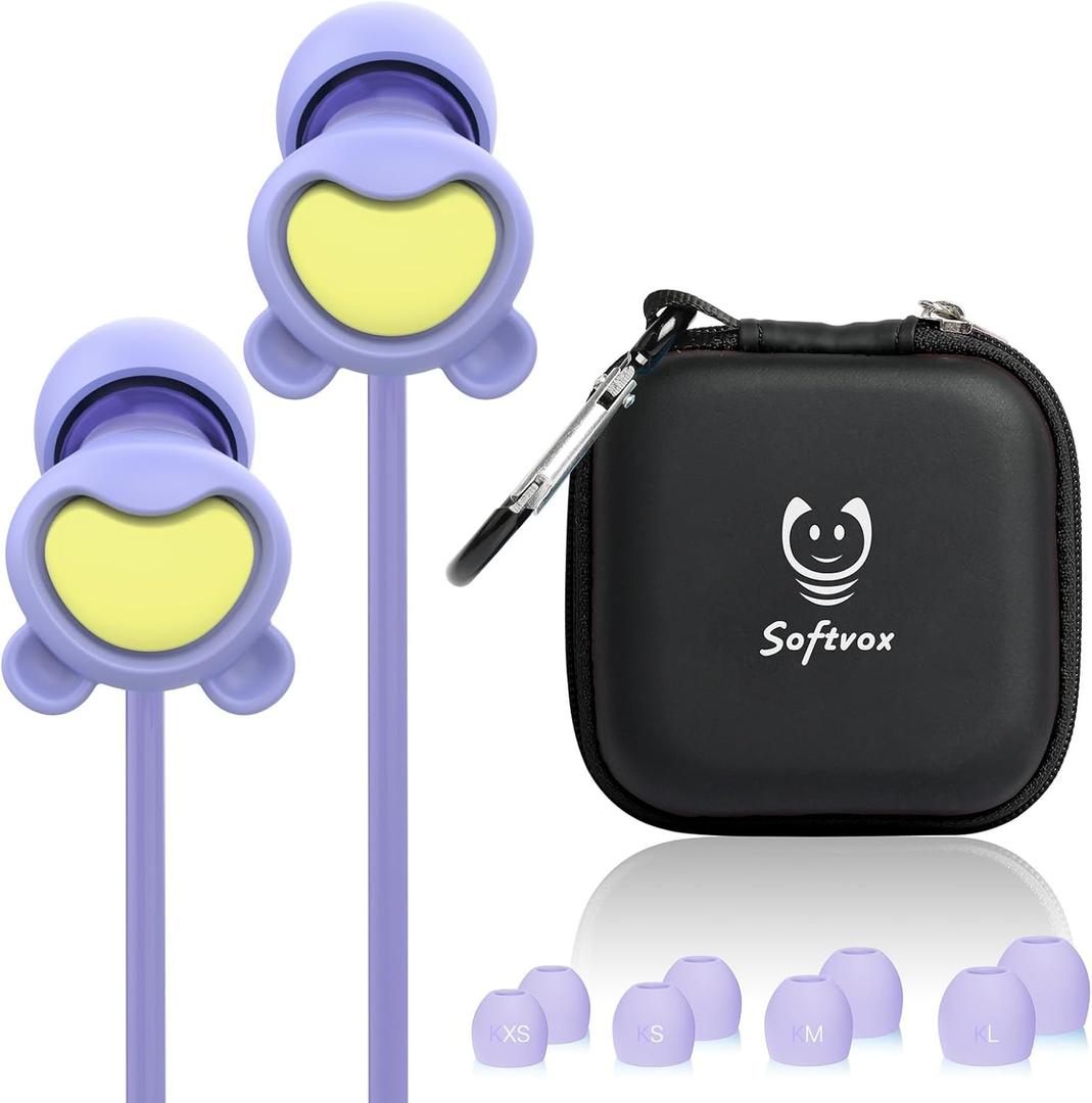 Kids Earplugs (5-12 yrs) with Lanyard  Noise Reduction for Children, Multi-Purpose Noise Sensitivity Ear Plugs for Home, School, Playtime & Beyond - 8 Ear Tips in XS/S/M/L, 26dB Noise Reduce