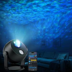 Govee Star Light Projector with Ocean Wave Ripple Effects, Works with Matter,Alexa and Google Assistant, 40+ Scene Modes, 18 White Noise Options, LED Night Light Projector for Bedroom, Without Plug