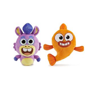Set of 2: WowWee Pinkfong Baby Shark Offical 12" Fin Friend Plush with Sound - Chucks, Purple + WowWee Pinkfong Baby Shark Offical 12" Fin Friend Plush with Sound - William, Orange