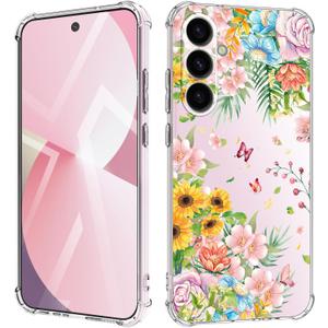for Samsung Galaxy A56 Case 5G Flowers Slim Anti-Drop Shockproof Protective Soft Shockproof Clear Phone Protective Covers 6.6 Inch for WomenRainforest Sweetie